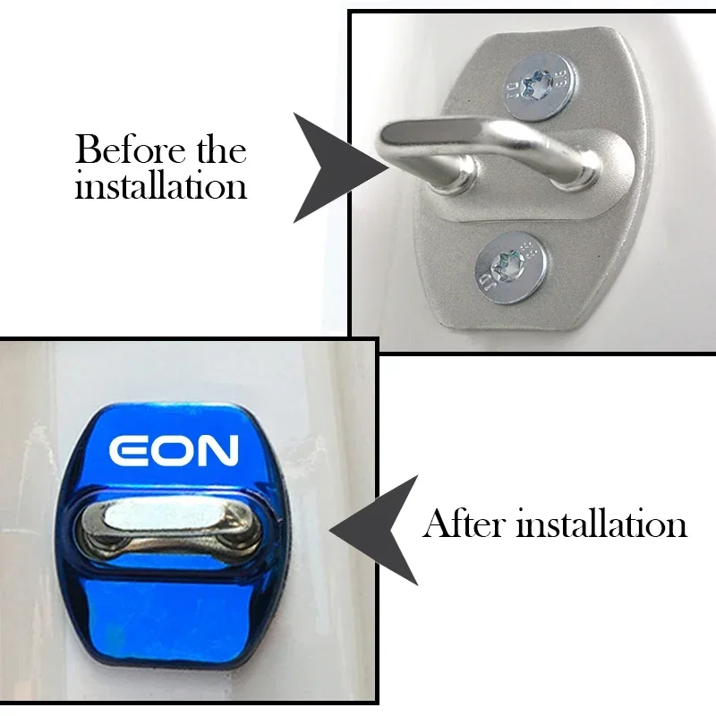 4pcs Stainless Steel for Hyundai EON Logo Badge Car Door Lock Protection Cover Anti-rust Stickers Rust Resistant Accessories