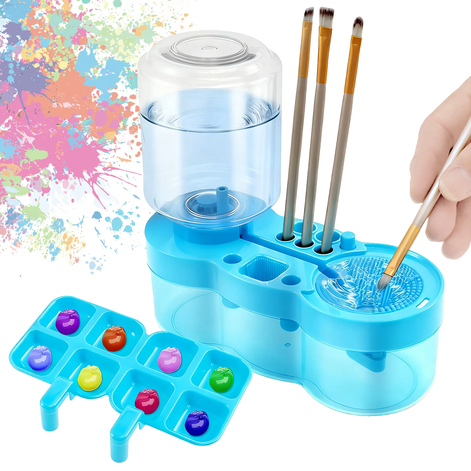 Paint Brush Washer with Drain Button Automatic Water Circulation Watercolor Pen Clean Bucket Art Painting Brush Cleaning Tool