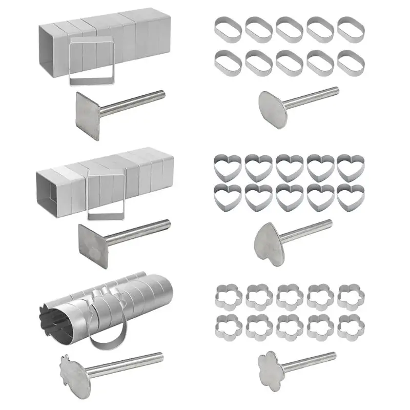 Biscuit Cutter Pressing Molds Set, Square, Rectangle, Heart, Pineapple, Flower for Dough, Fondant Making