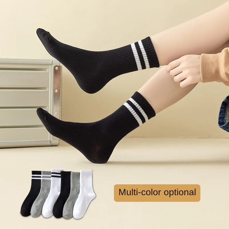 10Pairs Solid Colour Autumn Winter Breathable Comfortable Sport Sweat Absorbent Man And Women's Socks Women's Mid-Tube Socks