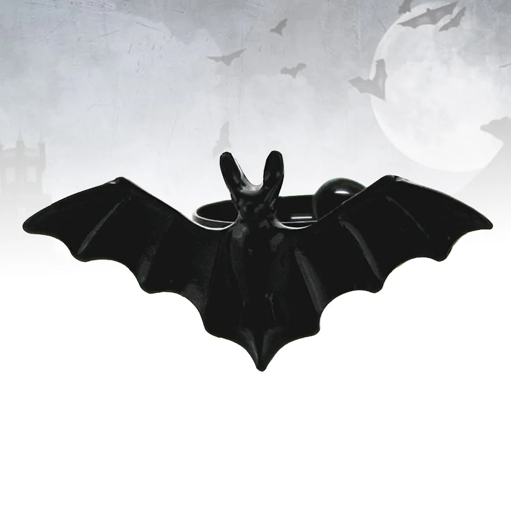 

3 Pcs Halloween Happy Black Rings Adjustable Bats Decoration Party Accessory The