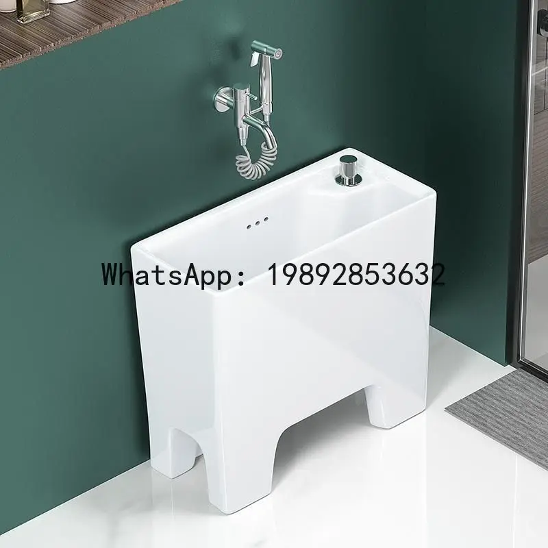 CZ Small Ceramic Mop Sink for Home Use, Balcony Washing Mop Sink, Mini Flat Long Mop Sink