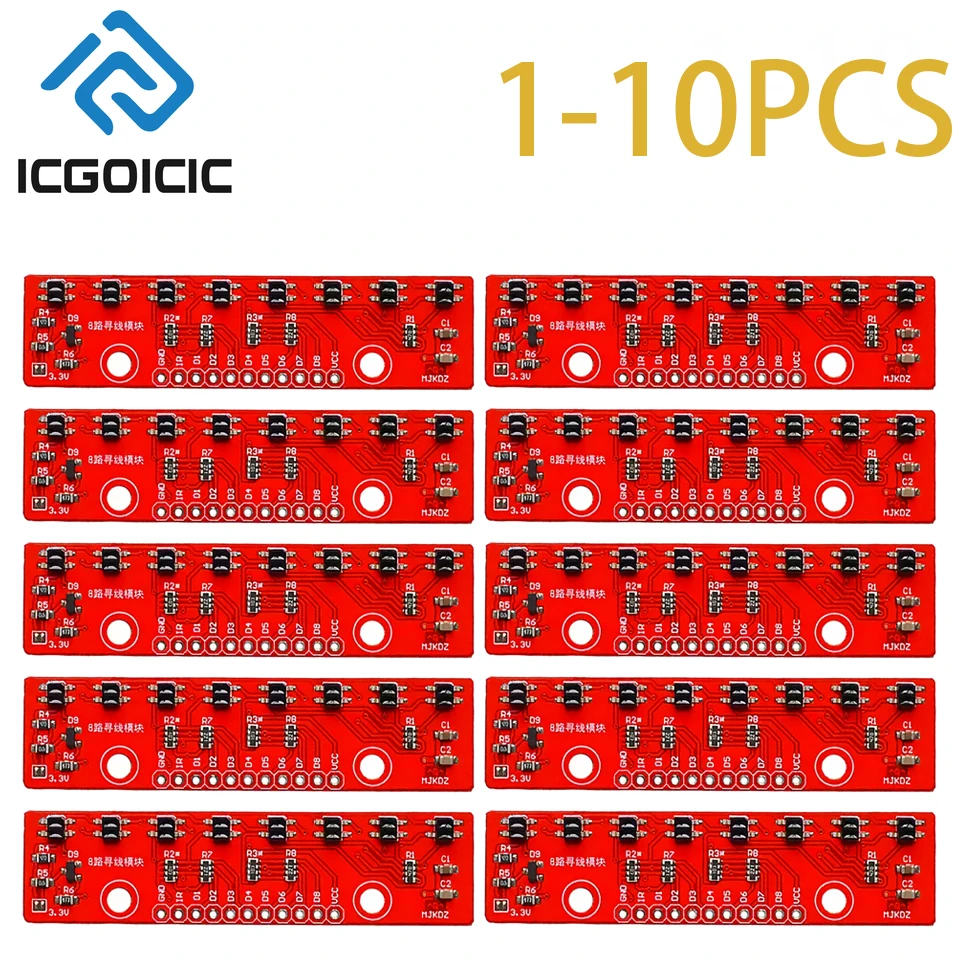 1-10PCS 8-Channels Infrared Line Tracking Sensor Module – Digital Output for Arduino Smart Car Robot DIY Projects