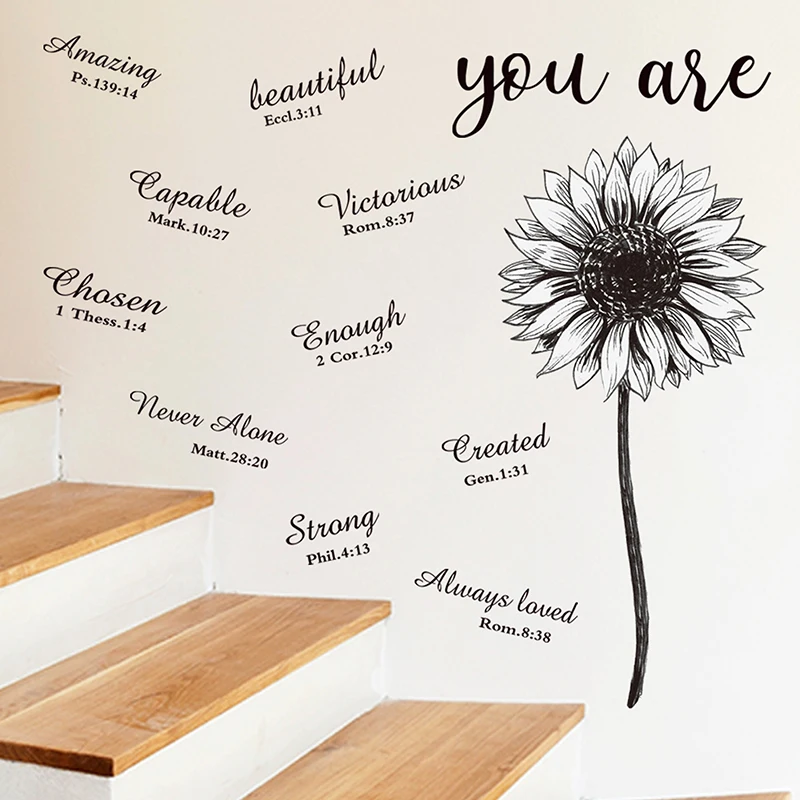 Sunflower Letter Home Wall Stickers Study Stairs Children's Room Decoration Layout Wall Stickers