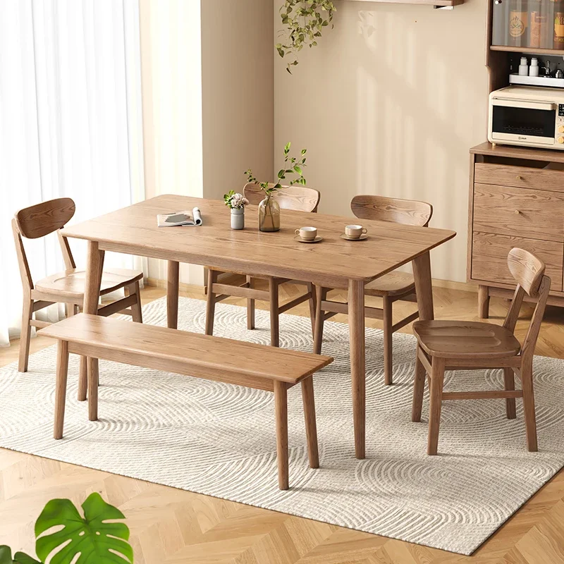 Solid Wood Dining Table Rectangular Furniture Apartment Ash Wood Household Simple Nordic Style Japanese Esstisch Combination