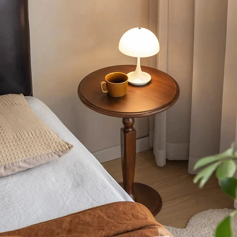 French Vintage Solid Wood Coffee Table Small Balcony Bedroom Bedside American-Style Sofa End Table