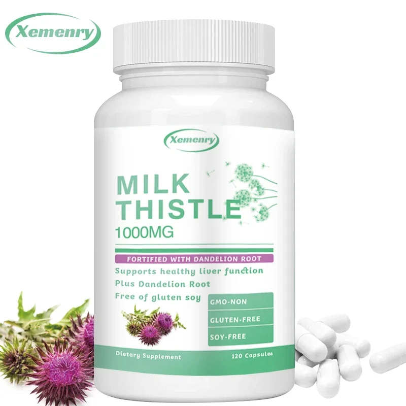 

Milk Thistle 1000 Mg Silymarin with Dandelion Root Antioxidant, Detoxification Support Liver Health Cleanser, 120 Capsules