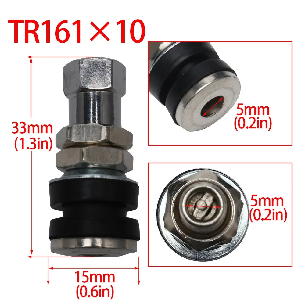 Professional Tire Valve TR161 33mm Universal Metal Motorcycles Trucks Bolt-in Tubeless Wheel Tire Valve Stem with Dust Cap Cover