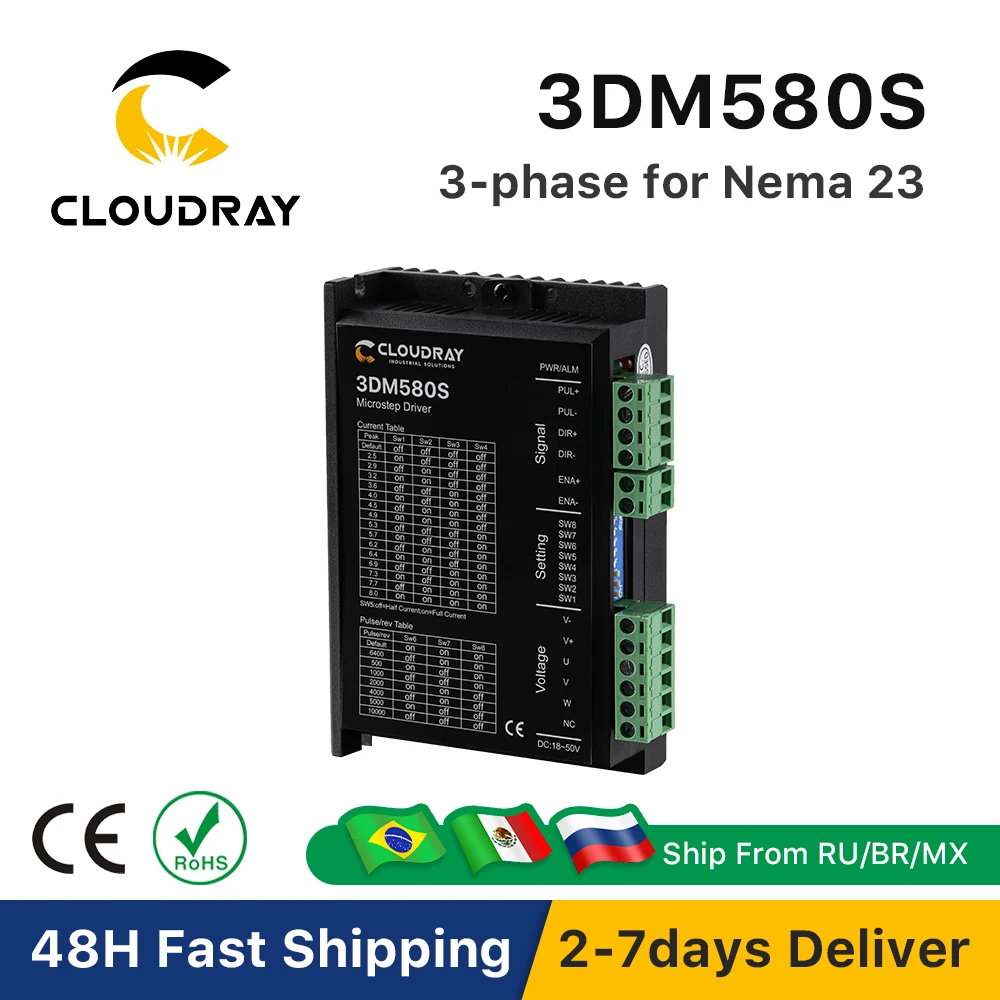Cloudray 3DM580S 3-fazowy sterownik krokowy 24-50VDC dla Nema 23 sterownik silnika krokowego grawerka CNC