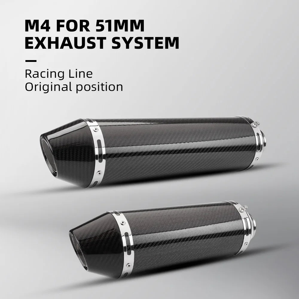 M4 Universal Carbon Fiber Escape Muffler for RC390 Z800 GSXR750 TMAX530 XMAX300 Motorcycles New Condition