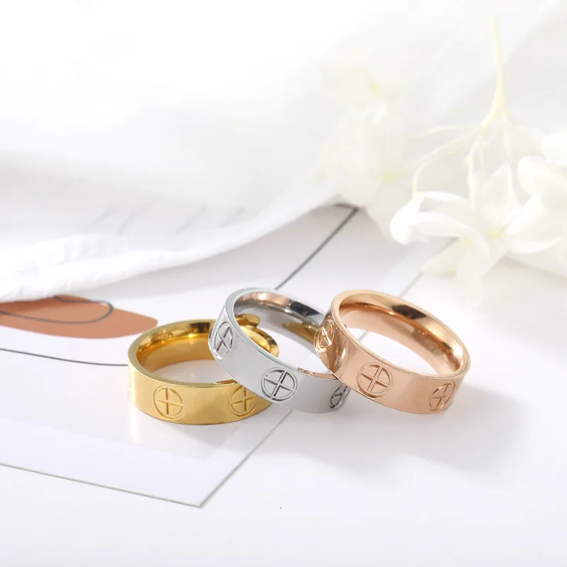 Fashion Classic Cross Stainless Steel Rings For Women Men Gold Color Luxury Jewelry Wedding Gift