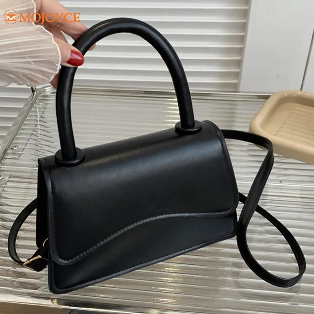 Women Solid Color Trend Handbag All-Match Flap Top-Handle Bag Euro-America Fashion Crossbody Bags PU Leather Casual Shoulder Bag