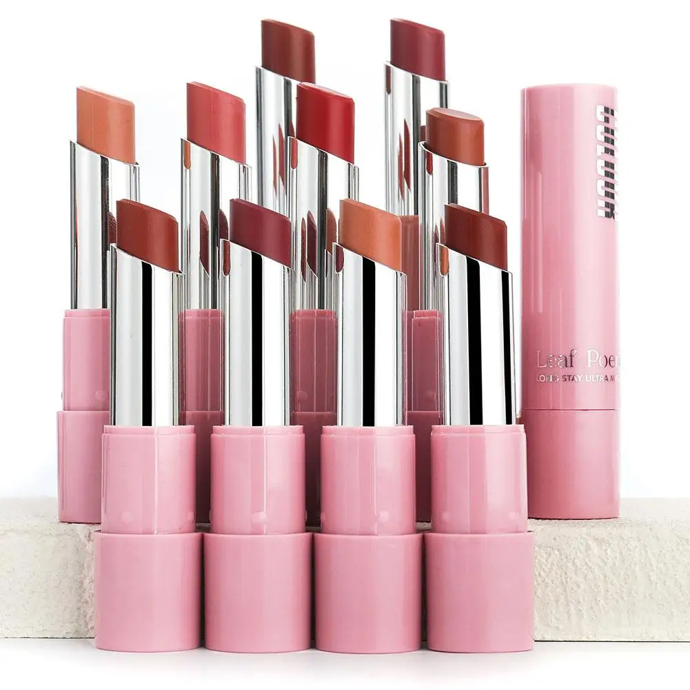 2Pcs 매트 립스틱 & 립 라이너 2in1 세트 오랫동안 지속되는 스틱 컵 립 라이너 메이크업 립 스테인은 쉽게 퇴색하지 않습니다 방수 립 라이너