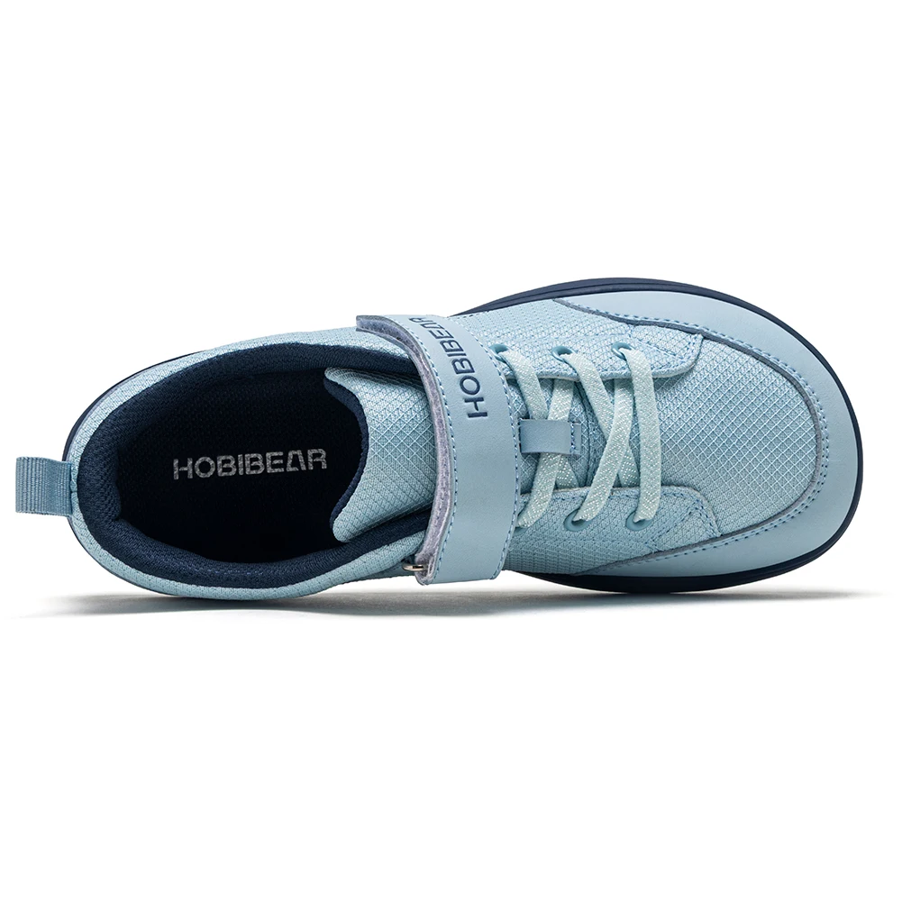 HOBIBEAR Breitpassform Kinderschuhe Barfuß-Sneaker mit Klettverschluss Kunstleder Mesh Leichte Zero-Drop Laufschuhe – Detail 6