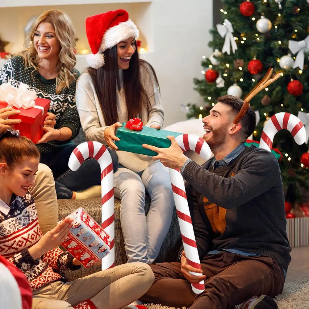 1-40 Uds. Globos inflables de bastón de caramelo de Navidad de 90cm decoración de bastones de caramelo al aire libre para suministros de decoración navideña 2023 Navidad