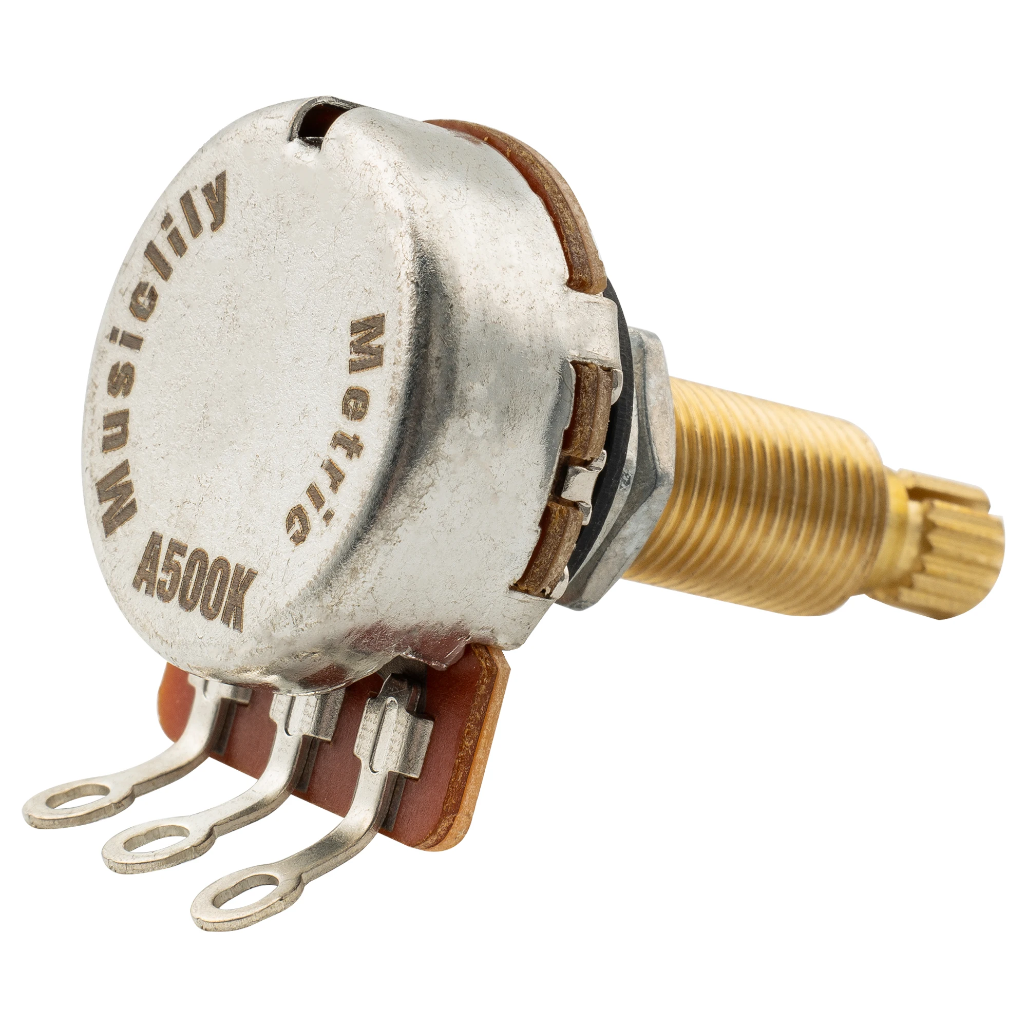 Musiclily Pro HD A500K/B500K/A1M Vollmessing Metrischer Grob-Gewinde 18-Spline Split Long Shaft Pot Audio Taper Linear Taper Potentiometer – Detail 4