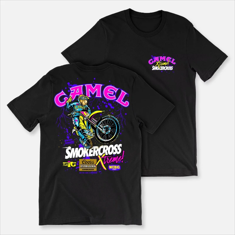 

Новинка 2025, футболка Camelgasm Xtreme Smokercross для мужчин и женщин, хлопковая уличная одежда в стиле ретро с короткими рукавами, летние топы, брендовая футболка