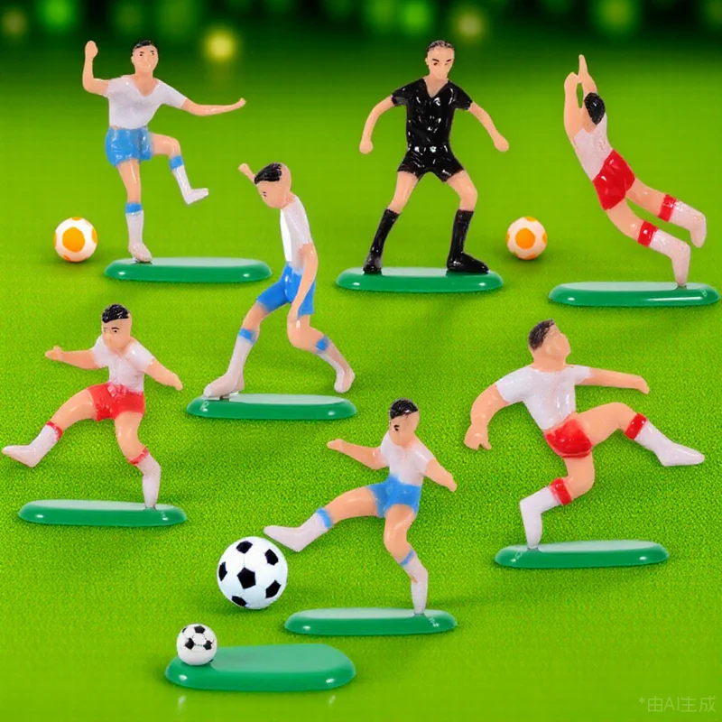 

1 Set Football Player Figurines Cake Decorations Soccer Team Statues For Party Baking Dessert Toppers Multi-Function