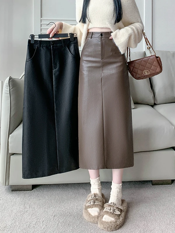 

Рекомендованная Эмили Клуд: Женская юбка А-силуэта из искусственной кожи с высокой талией, осенне-зимняя, модная, для офиса, средней длины