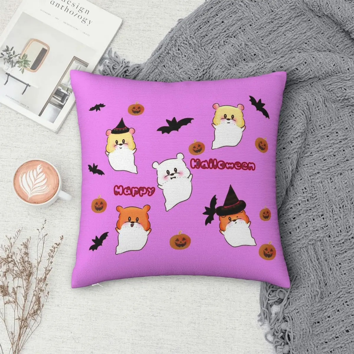 Cute Cartoon Hamster Ebichu Square Pillowcase Cushion Cover Pillow Case Throw Pillow Cover for Home Sofa Living Room