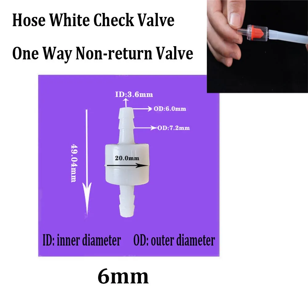 1Pcs 4/6/8/10/12mm Plastic One-Way Non-Return Fluids Check Valve For Fuel Gas Liquid Home Improvement Parts