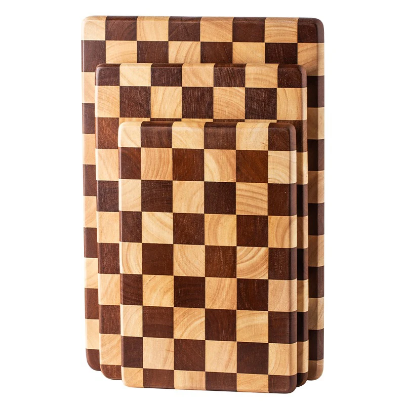 

1 Pc End Grain Cutting Board Heavy Duty Rubber Wood Chopping Board Flippable Serving Board for Meat Bread Fruits Vegetable