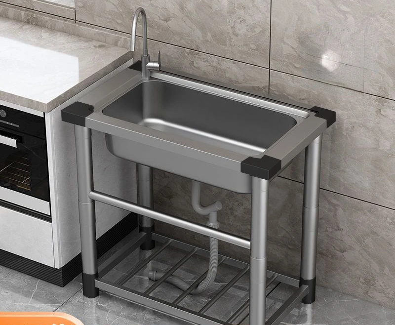 

Stainless steel Commercial kitchen Vegetable Wash basin Household dishwasher Large single Single bracket мойка для кухни싱크