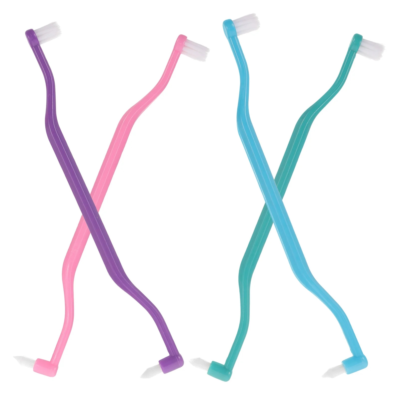 4 Pcs Double Headed Toothbrush Wear-resistant Toothbrushes Human -headed Travel Interspace Plastic Portable