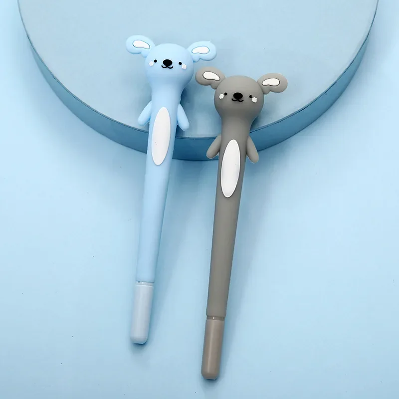 36PCS  Korean cartoon animal pen cute modeling soft rubber sloth Rollerball pen students can wipe blue signature pen