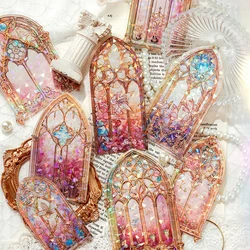 10Pcs PET Laser Scrapbooking Decorative Stickers Pack Material Perfect for Collage Journaling Craft Diy Supplies