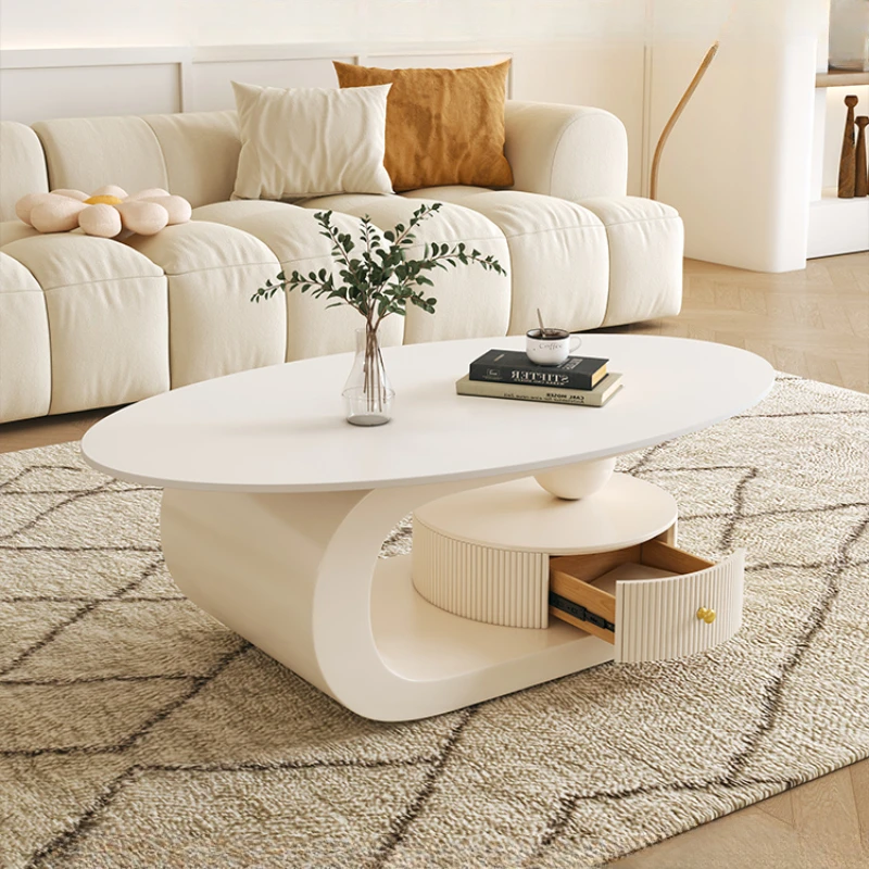 Display Minimalist Small Apartment Living Room Coffee Table Designer Model Household Bedroom Luxury Combination Round Tea Table