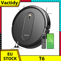 Vactidy T6 Robot Vacuum Cleaner 2000Pa Suction 500ml Dustbin Self-Charging 2500mAh Battery 100Mins Runtime App and Voice Control