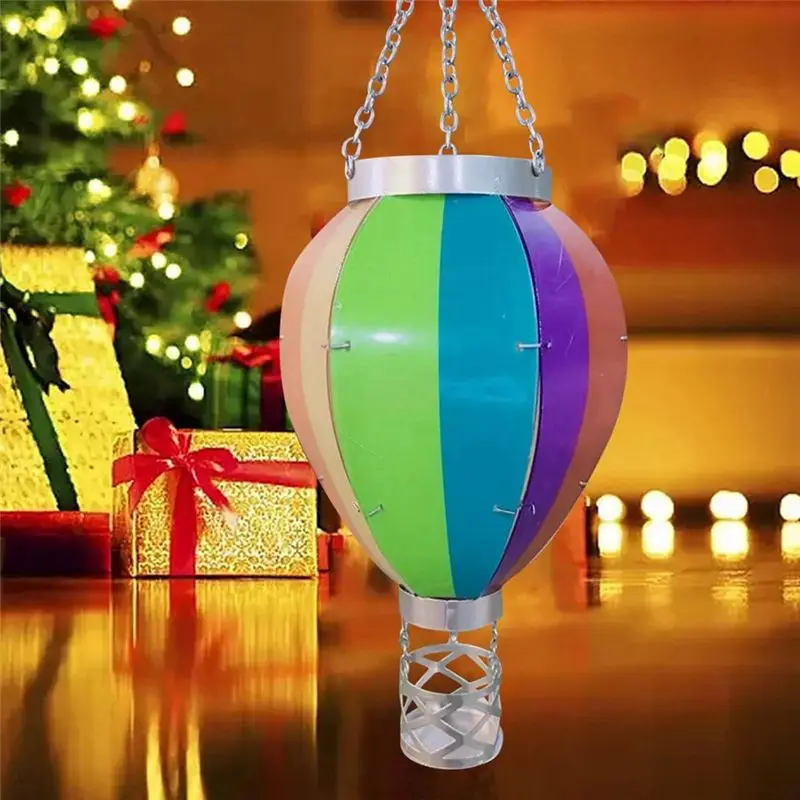 PZHI-Outdoor Lanterns Hot Air Balloon Solar Lantern With Candle Holder For Garden Decor,Hanging Solar Lights Outdoor Durable Rai