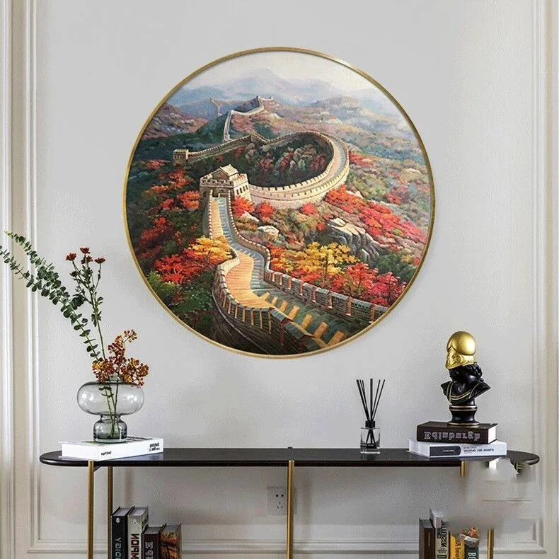 

Набор для вышивания крестиком «Великая Китайская стена» в миниатюрном исполнении, ручная вышивка, для гостиной, прихожей, круглая форма, хлопковая ткань, художественное изделие
