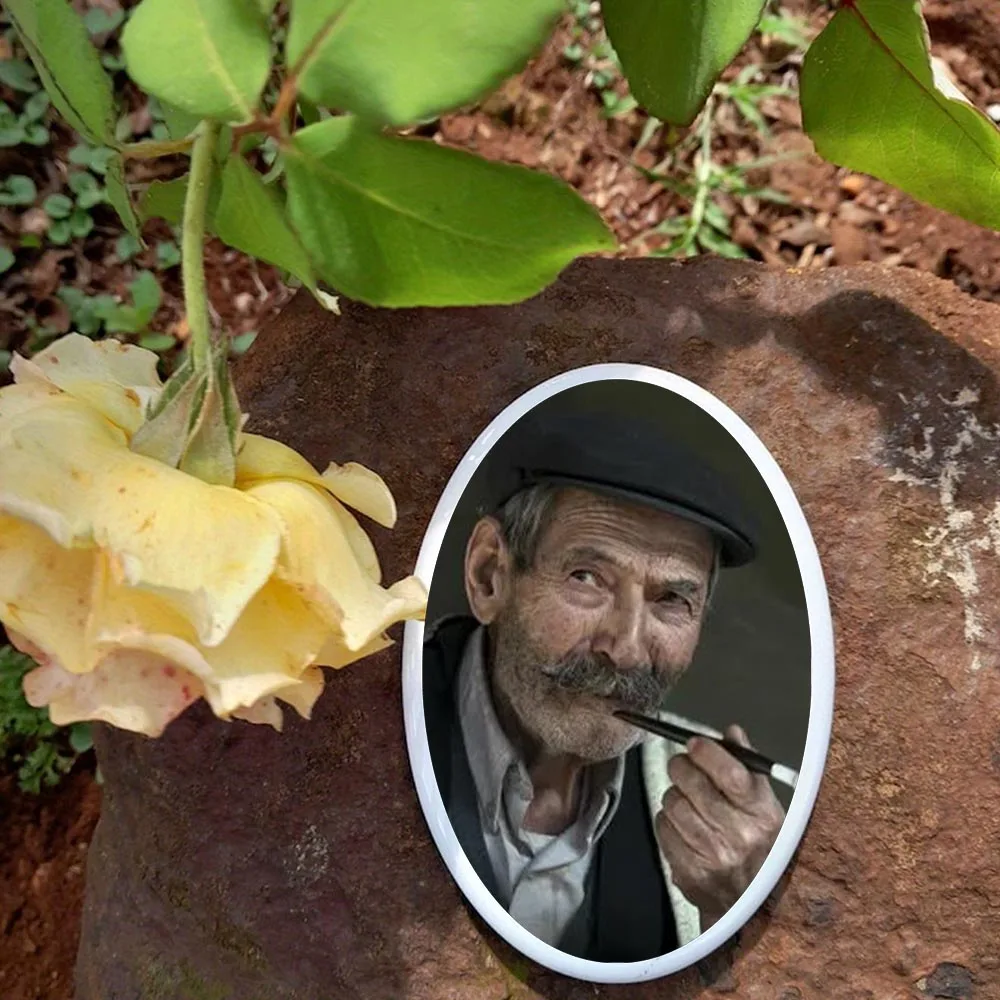 2D Flat Not 3D 1pc Custom Photo Memorial Headstone Tile Oval Gravestone Marker for Outdoor Indoor Use Anniversary gift