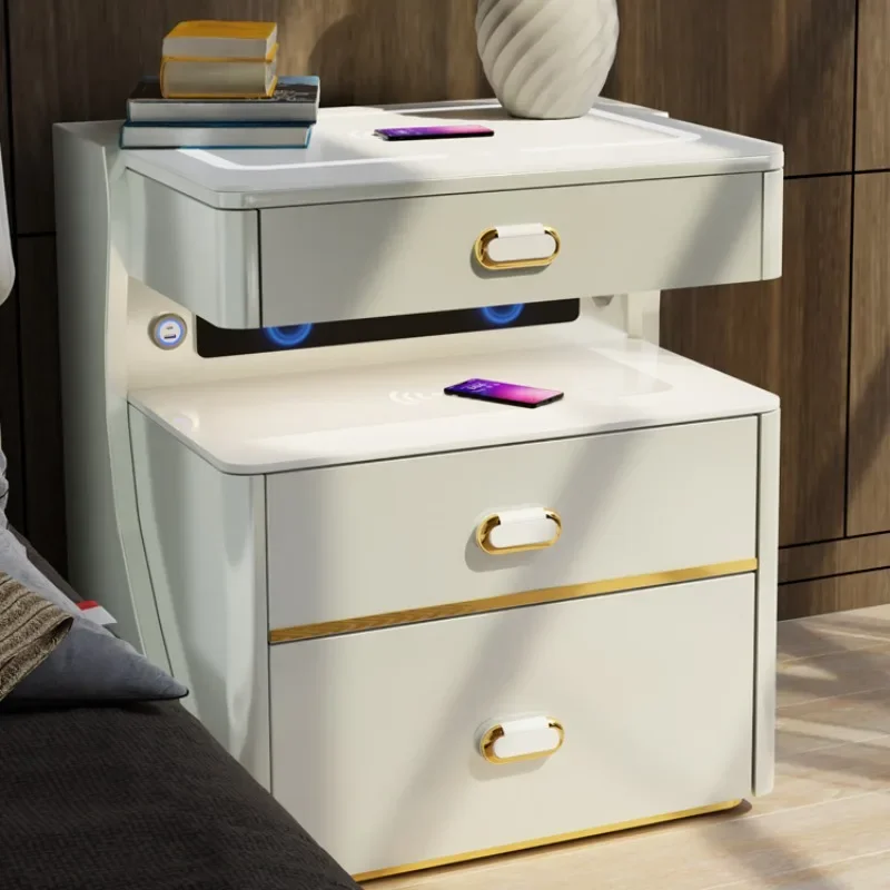 Side Bed Tables Cabinet Storage Nightstands Luxury Bedside Table Furniture Bedroom Drawers Room Chest Comfortable Night Stand