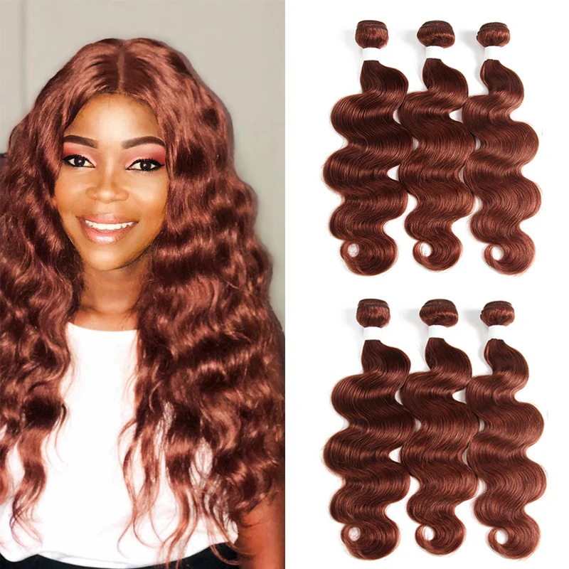 Body Wave Human Hair Bundles Brazilian Hair Weave Bundles Brown Colored Remy 100% Human Hair Extension 8-26 Inch 1/3 PCS