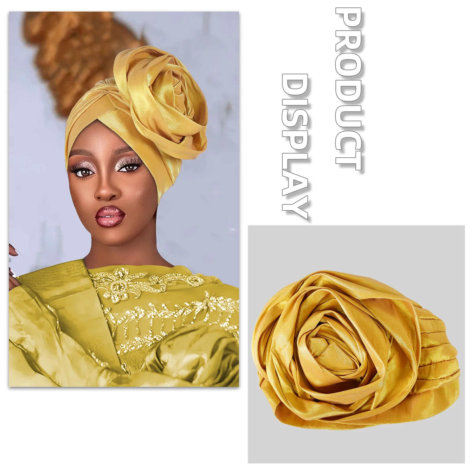 

Нигерия свадебный тюрбан с цветком гелеса для женщин мусульманский хиджаб капот платок африканский авто геле головные уборы повязка на голову головной убор