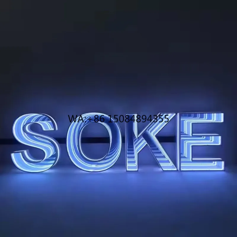 Latest 3D Octagon Infinity LED Wall Mirror Letter LED Illuminated Sign with Remote Control Mirror Tunnel Light