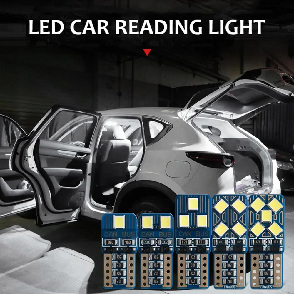 1pc Universal Car T10 W5W License Plate Light Car 2/4/6/8/10SMD Interior Reading Bulbs Car 12V 6000K 3030 Instrument Panel Lamp