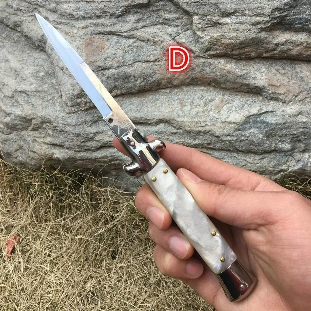 Tactical Italian Tactical Folding Pocket Knife 440C Blade Acrylic/Resin Handle Outdoor Survival Camping Hunting EDC Tool