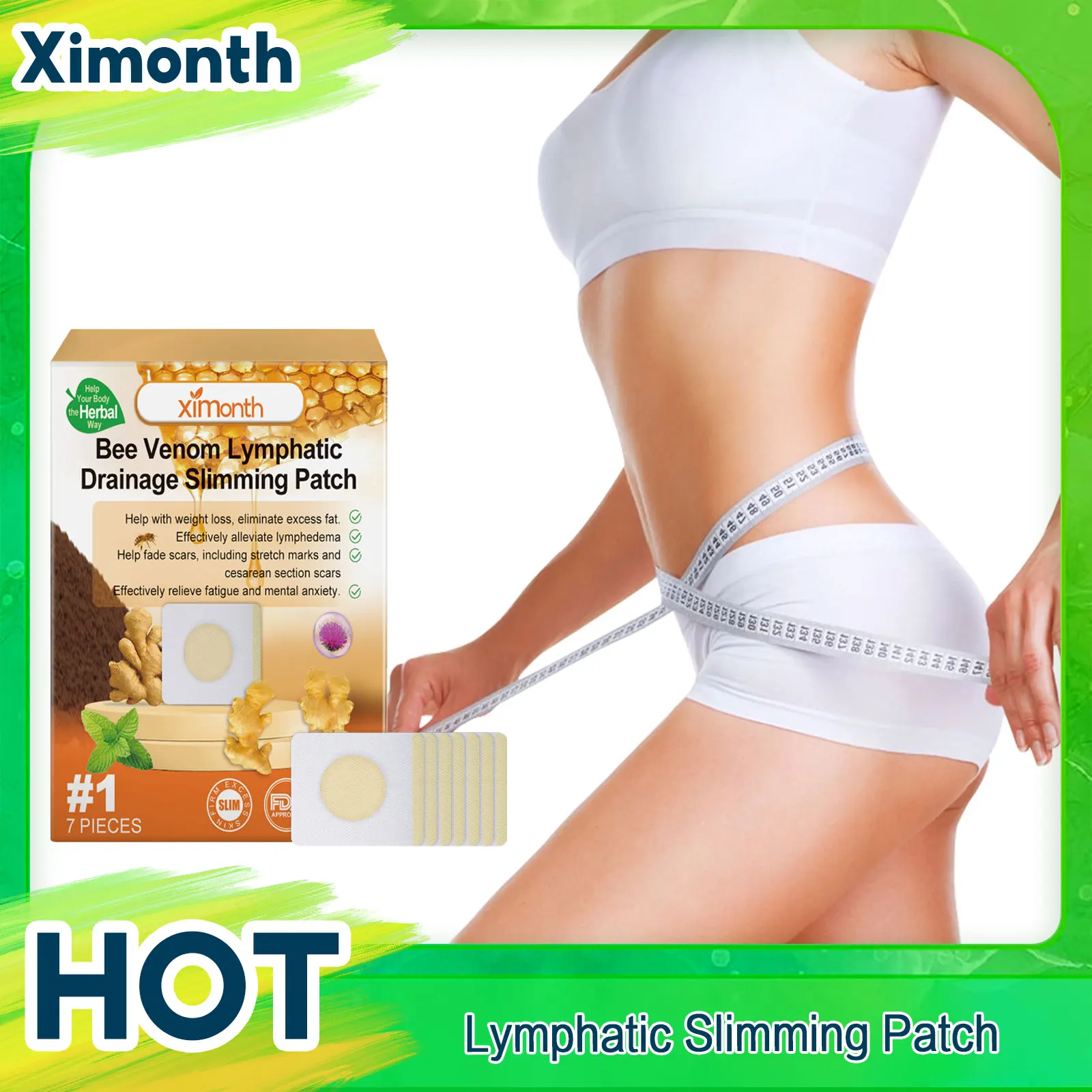 Bee Venom Lymphatic Patches Weight Loss Belly Slimming Leg Edema Relief Waist Firm Shaping Burning Fat Detox Abdominal Sticker