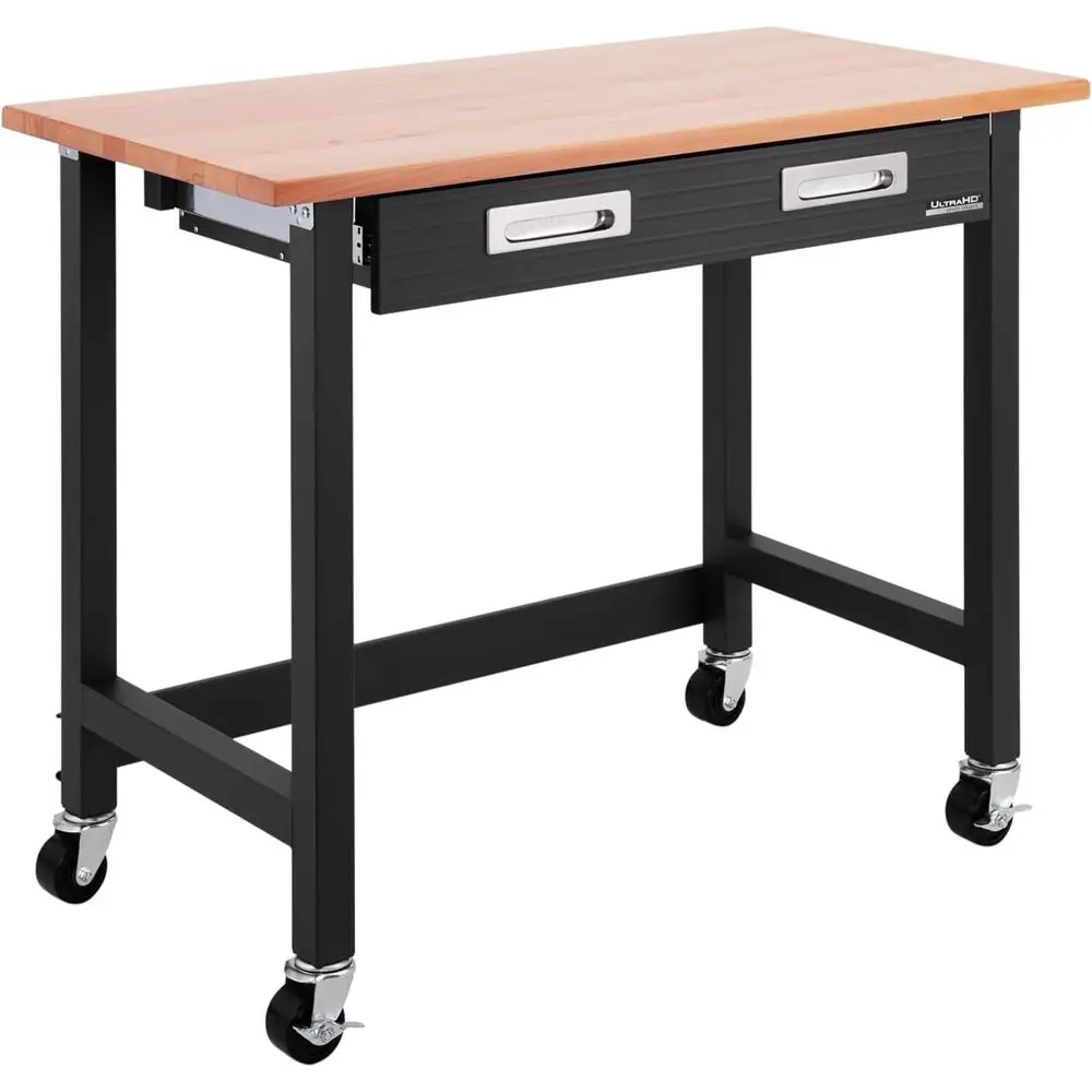 UltraGraphite Wood Top Workbench on Wheels with Sliding Organizer Der Table, 48", Graphite