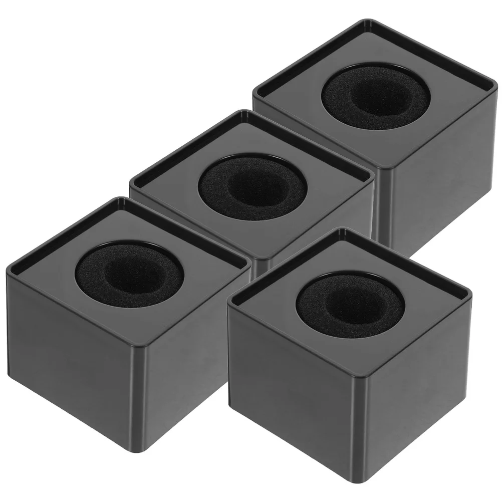 

4pcs Black Square Mic Logo Station ABS Material Interview Holder Flag Box Customizable Compatibility Guitar Accessories