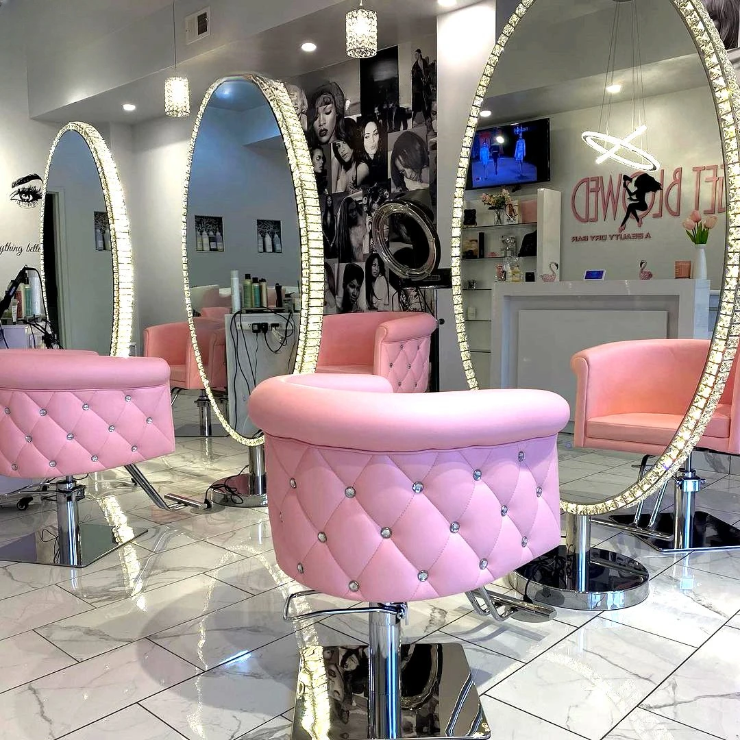 

new fashion big size salon mirror customized led light styling station beauty mirror barber furniture