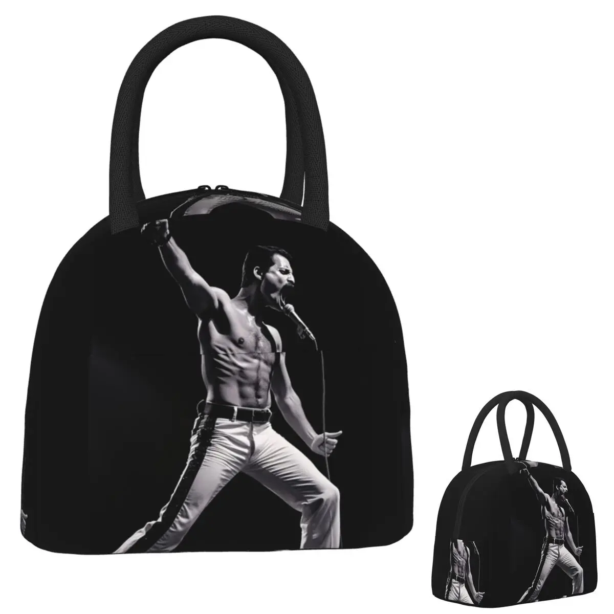

Freddie Mercury Powerful Stage Pose Lunch Bags Insulated Bento Box Lunch Tote Picnic Bags Cooler Bag for Woman Children School