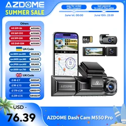 AZDOME M550 Pro Dash Cam 4K+2.5K Dual Car Camera ADAS Built-in GPS 5G WiFi for Cars 4K+1080P+2.5K Front and Rear Inside Upgraded