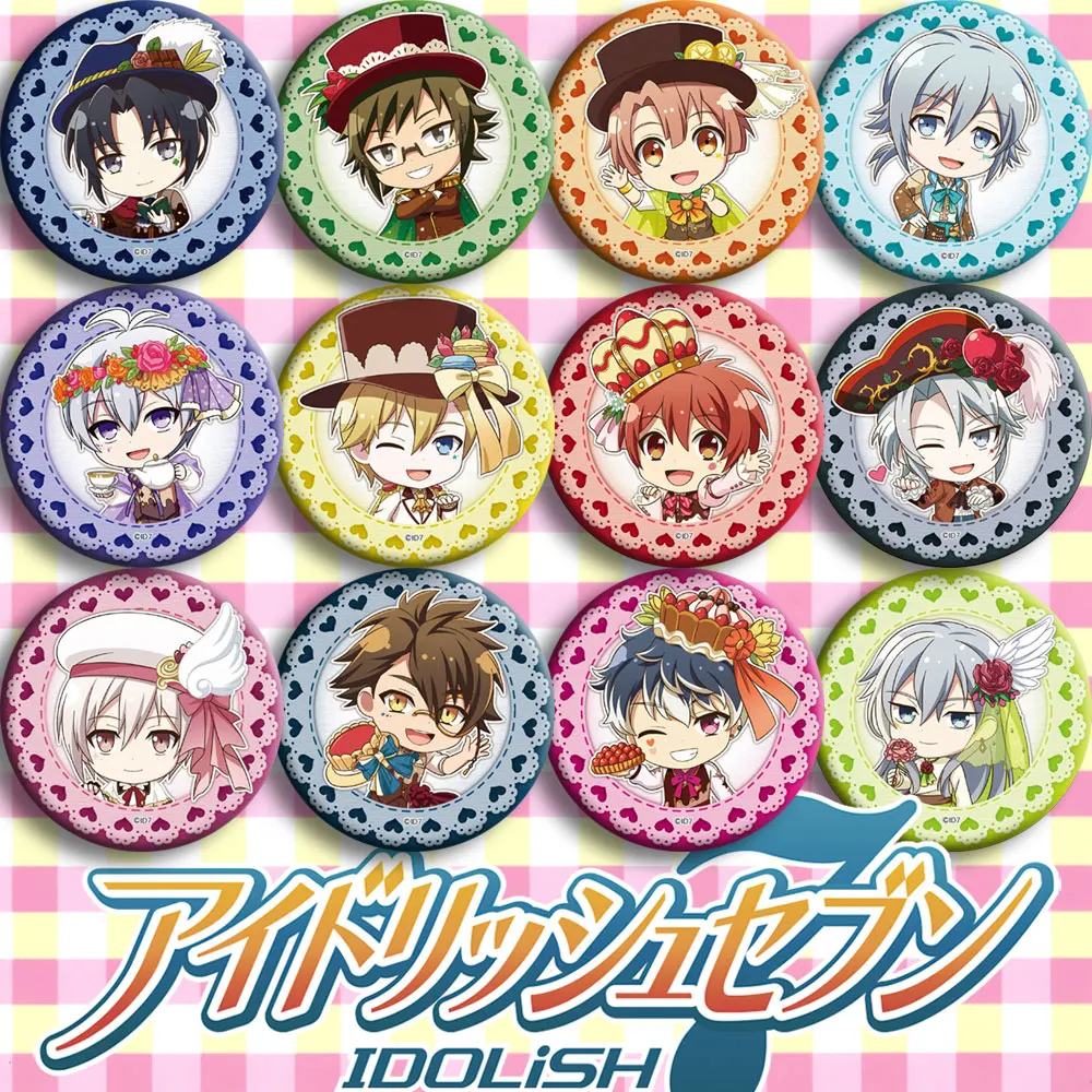 IDOLiSH7-Botones de iconos redondos, 58mm