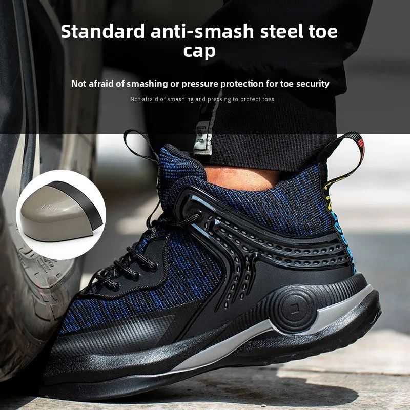Sapatos de segurança masculinos sola sapatos de trabalho homem leve à prova dwaterproof água tênis de dedo do pé de aço com proteção anti esmagamento anti facadas