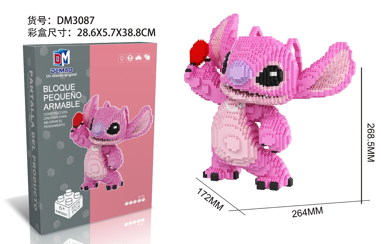 Bloques de construcción de Disney Stitch para niños, juguete de ladrillos para armar figuras de Lilo & Stitch, modelo 3D, ideal para regalo, incluye